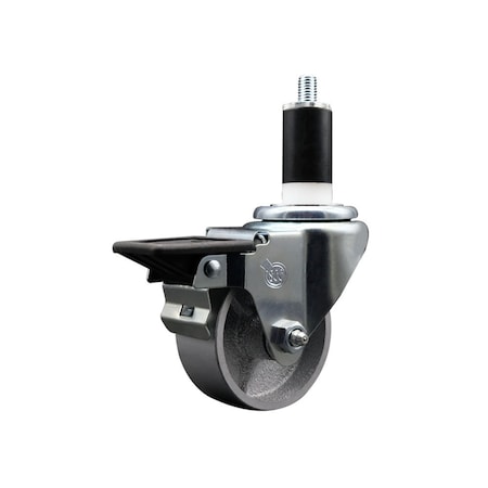 Service Caster 3'' Semi Steel Swivel 1-3/8'' Expanding Stem Caster with Brake SCC-EX20S314-SSS-PLB-138